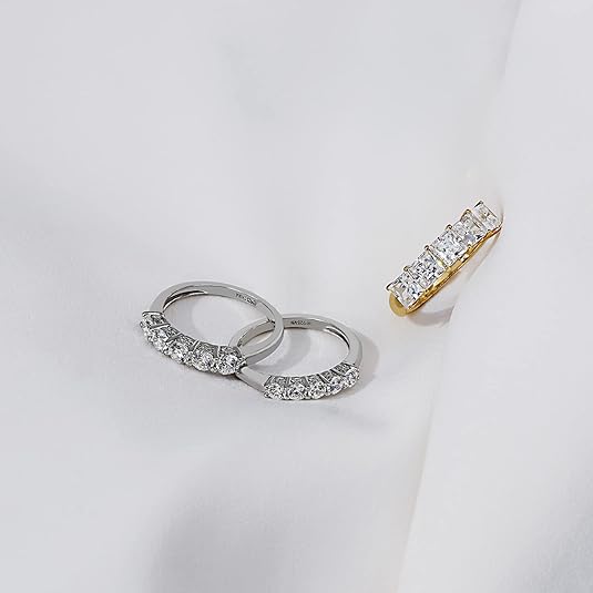 Sterling Silver Five-Stone Ring with Round Cut Cubic Zirconia