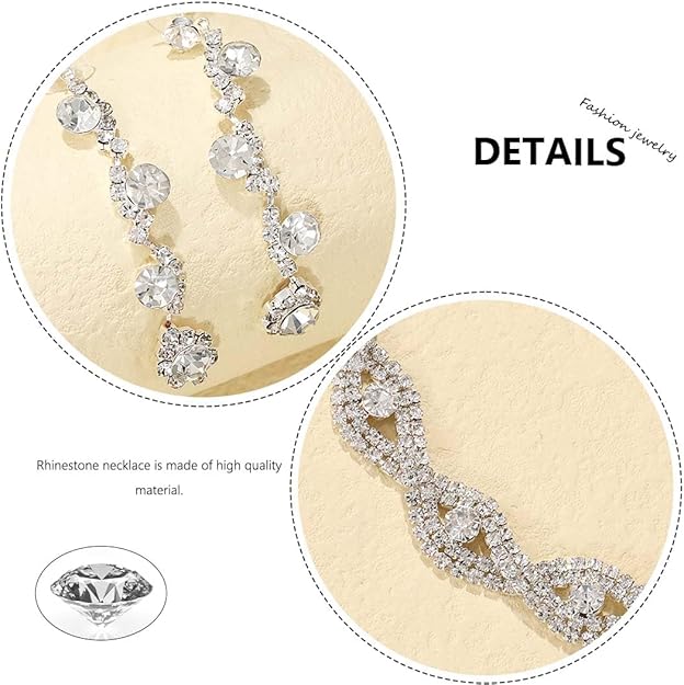 Silver Rhinestone Earrings & Sparkly Bracelet Set – Party Prom Jewelry