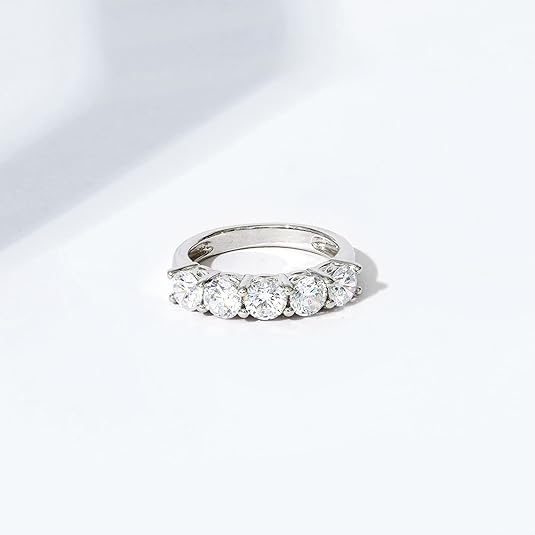 Sterling Silver Five-Stone Ring with Round Cut Cubic Zirconia