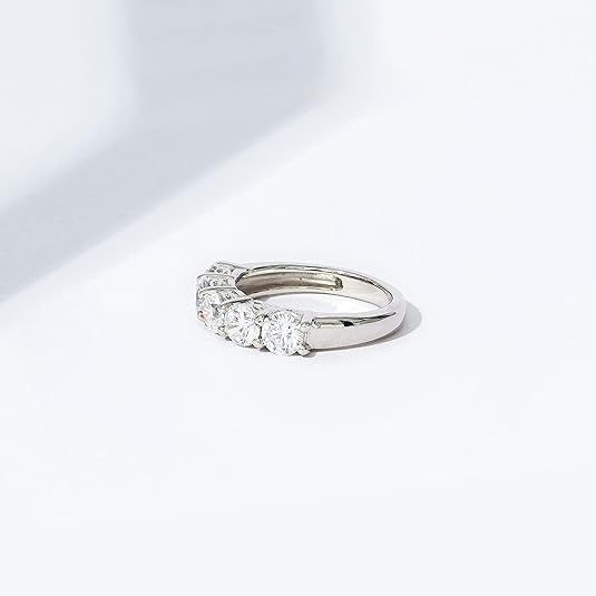Sterling Silver Five-Stone Ring with Round Cut Cubic Zirconia