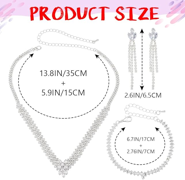 Silver Rhinestone Bridal Jewelry Set – Wedding Necklace & Earrings