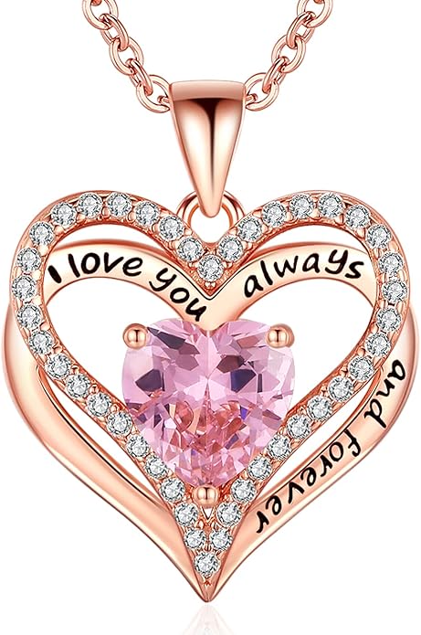 S925 Sterling Silver Heart Necklace Rose Gold – Gift for Mom, Wife & Girlfriend