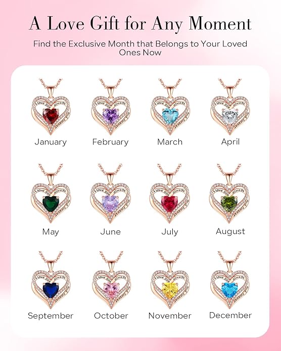 S925 Sterling Silver Heart Necklace Rose Gold – Gift for Mom, Wife & Girlfriend