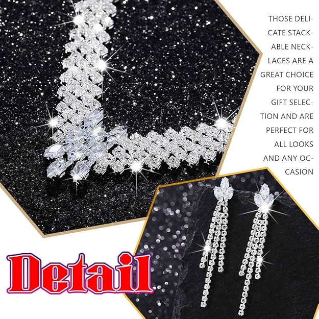 Silver Rhinestone Bridal Jewelry Set – Wedding Necklace & Earrings
