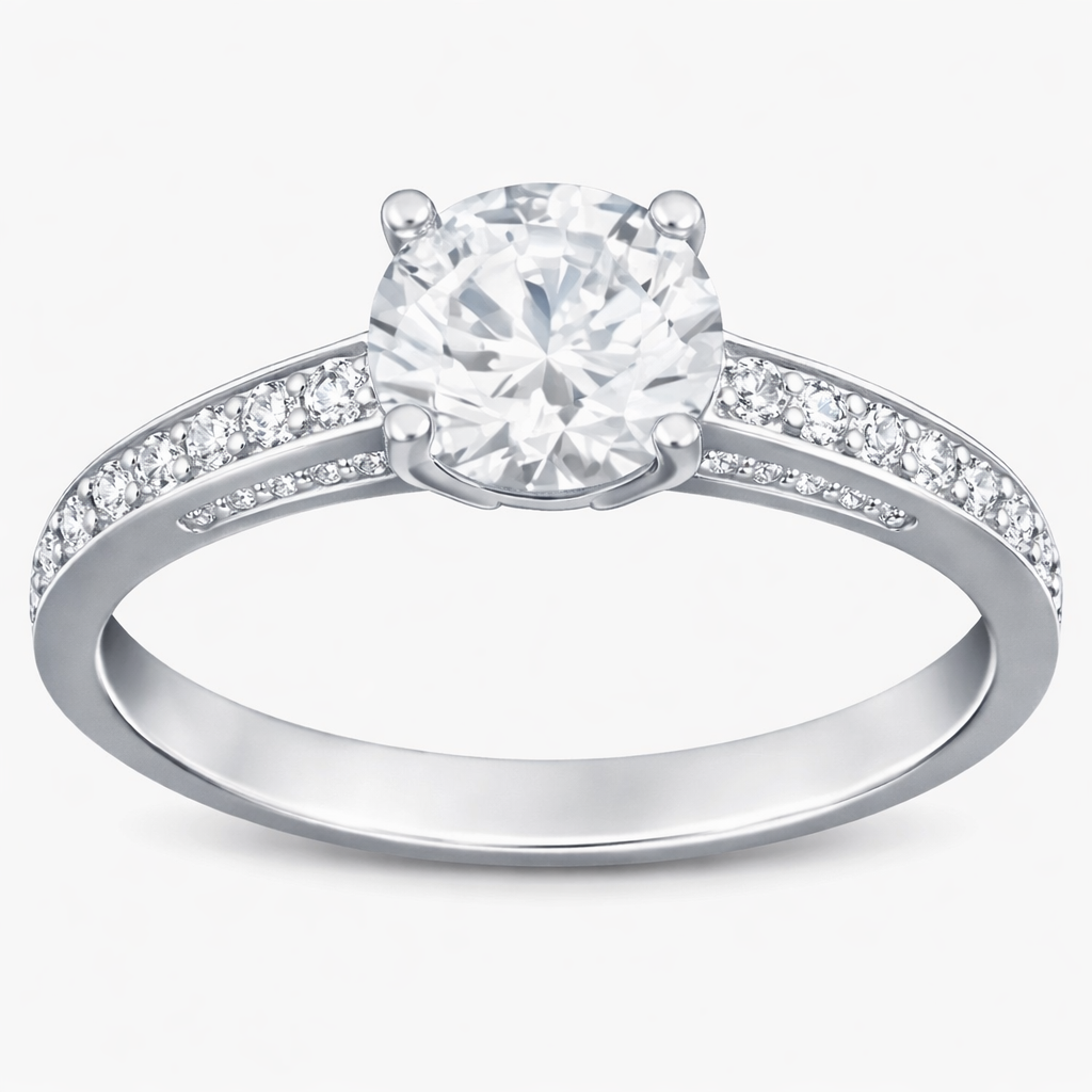 Swarovski Attract Round Ring Jewelry Collection, Rhodium Finish, Clear Crystals