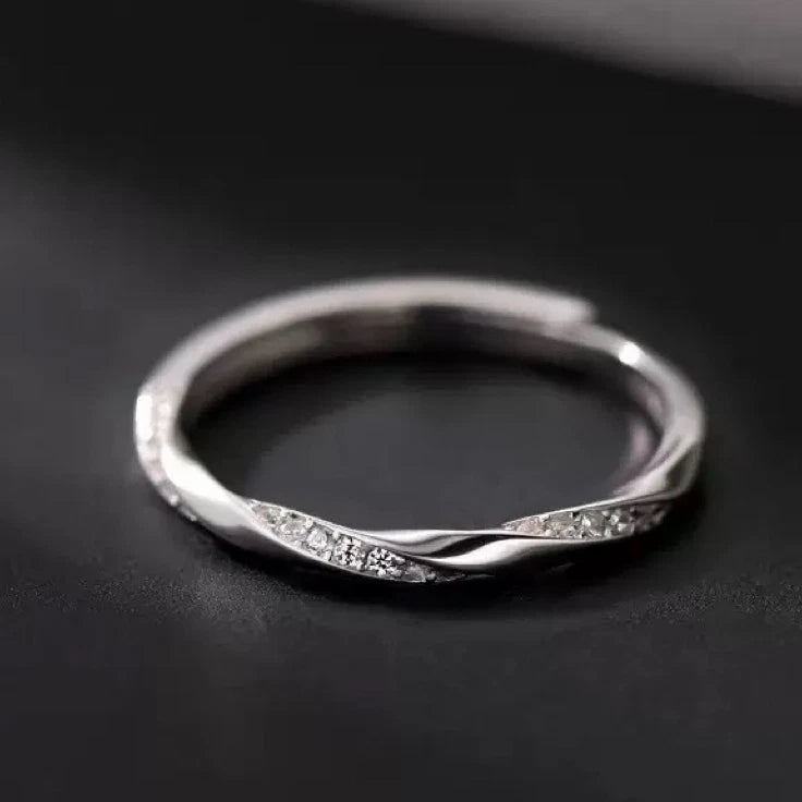 Silver Crystal Fashion Adjustable Ring Women