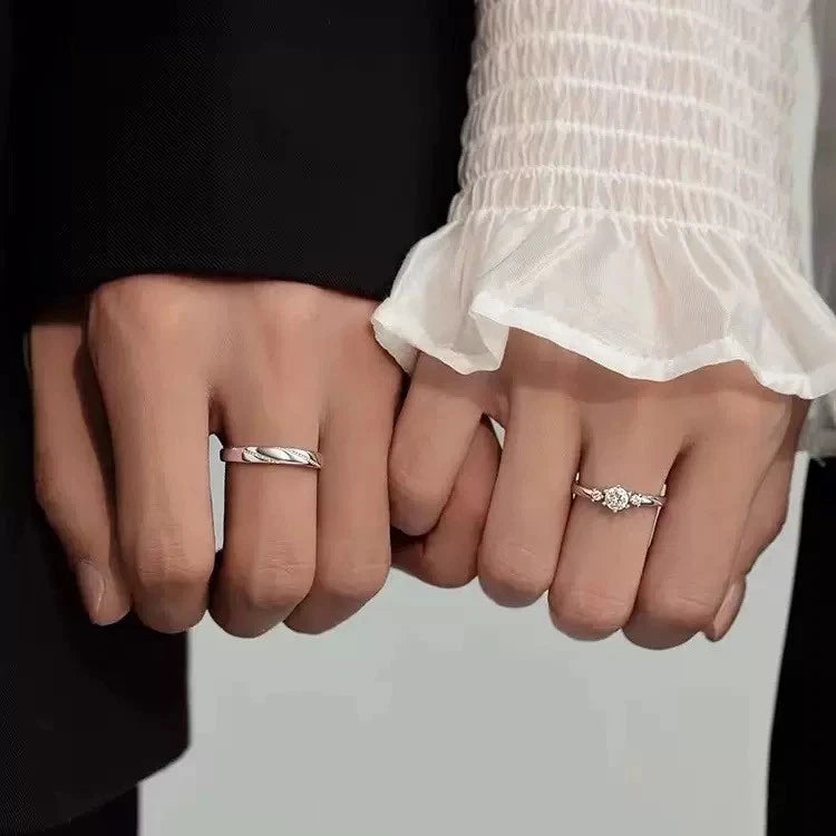 Silver Crystal Stone Adjustable Ring Women