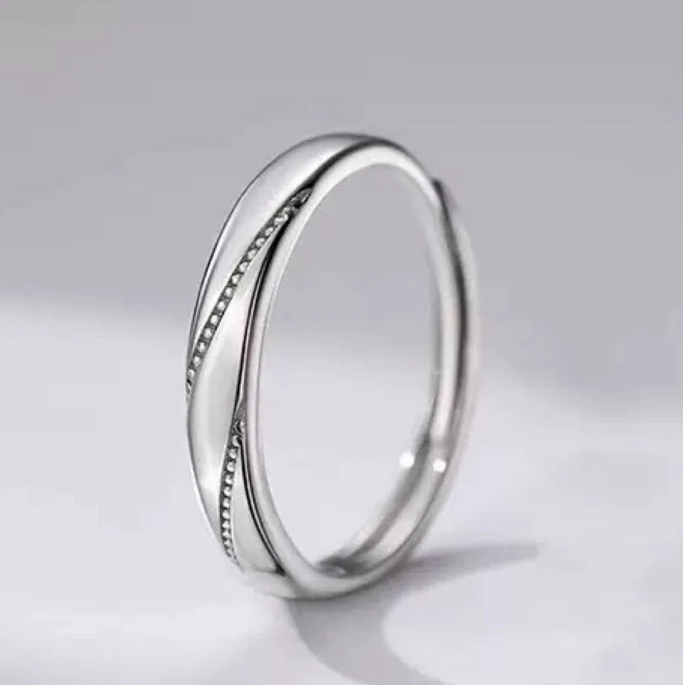 Silver Crystal Stone Adjustable Ring Women