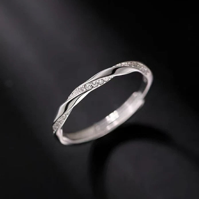 Silver Crystal Fashion Adjustable Ring Women