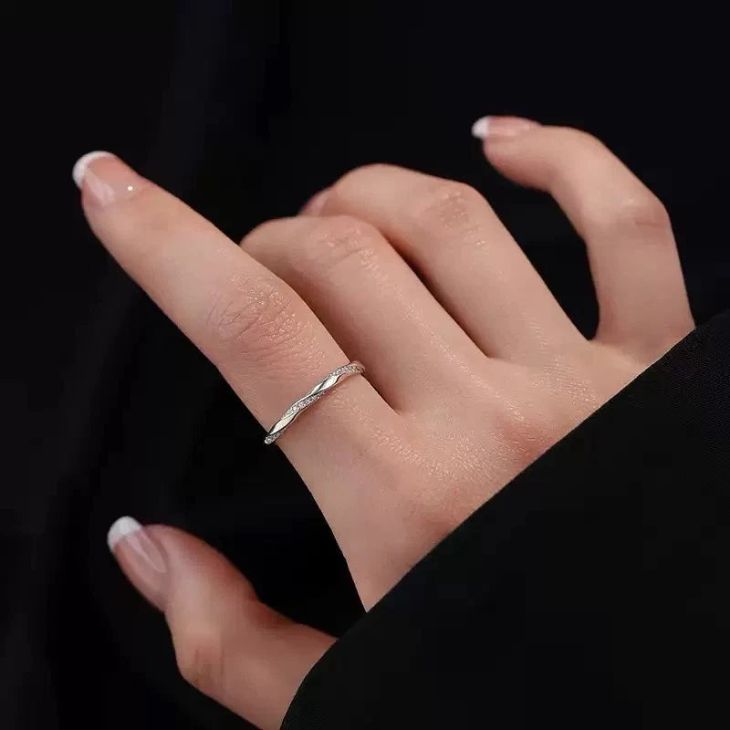Silver Crystal Fashion Adjustable Ring Women