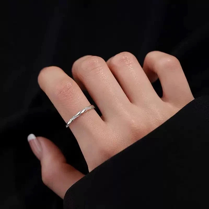 Silver Crystal Fashion Adjustable Ring Women