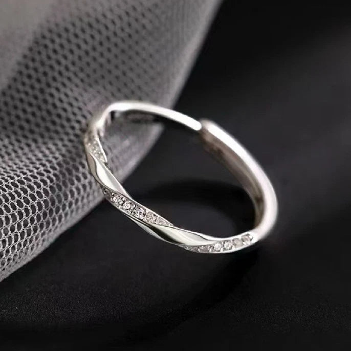 Silver Crystal Fashion Adjustable Ring Women